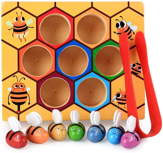Wooden Bee Toddler Fine Motor Skill Toy - (Montessori Wooden Puzzle Early Learning Preschool Educational Kids) | Auzzi Store
