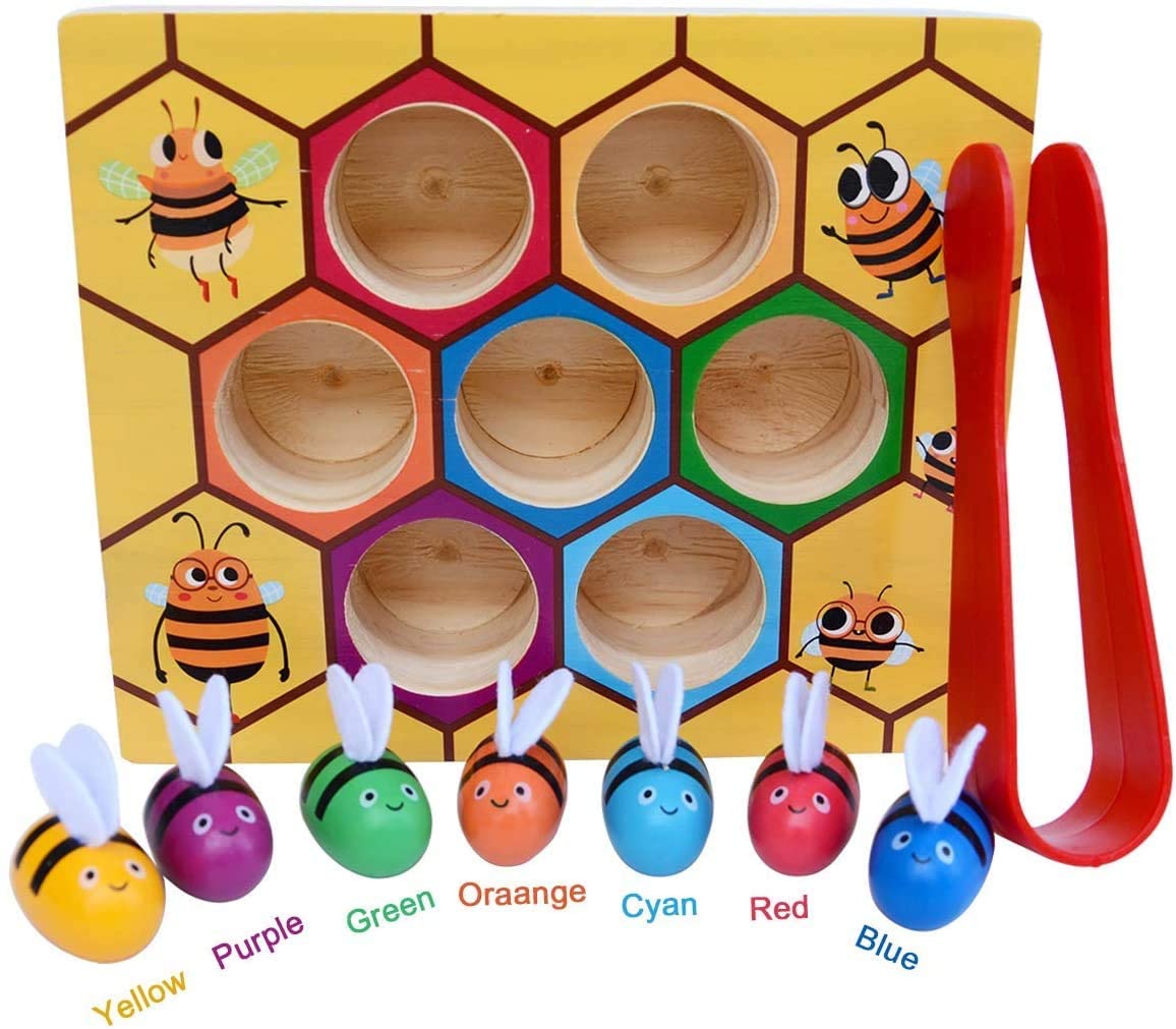 Wooden Bee Toddler Fine Motor Skill Toy - (Montessori Wooden Puzzle Early Learning Preschool Educational Kids) | Auzzi Store
