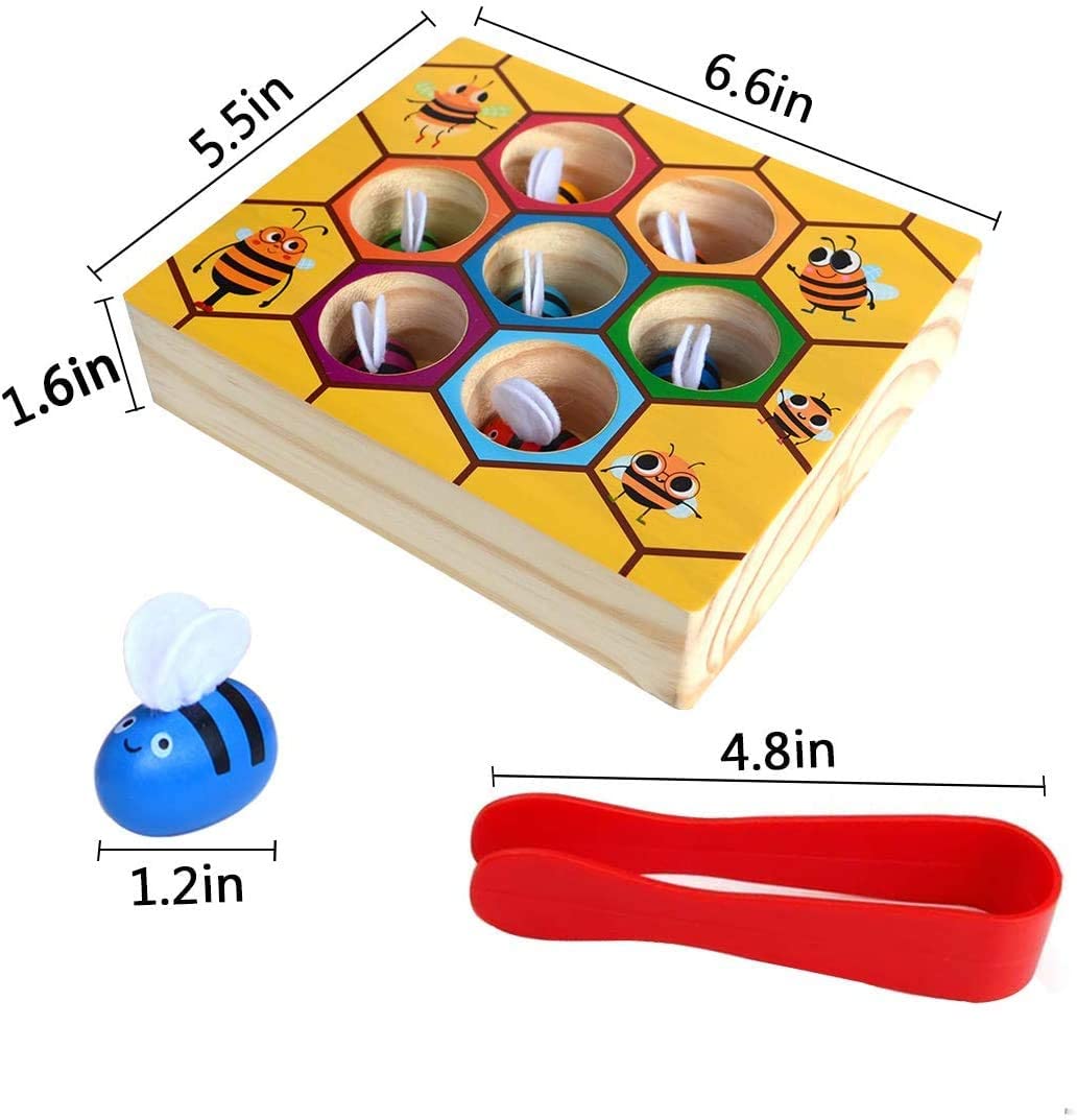 Wooden Bee Toddler Fine Motor Skill Toy - (Montessori Wooden Puzzle Early Learning Preschool Educational Kids) | Auzzi Store