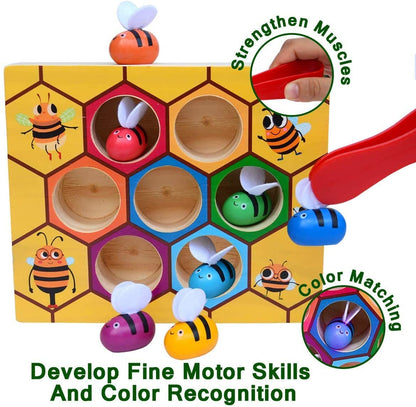 Wooden Bee Toddler Fine Motor Skill Toy - (Montessori Wooden Puzzle Early Learning Preschool Educational Kids) | Auzzi Store