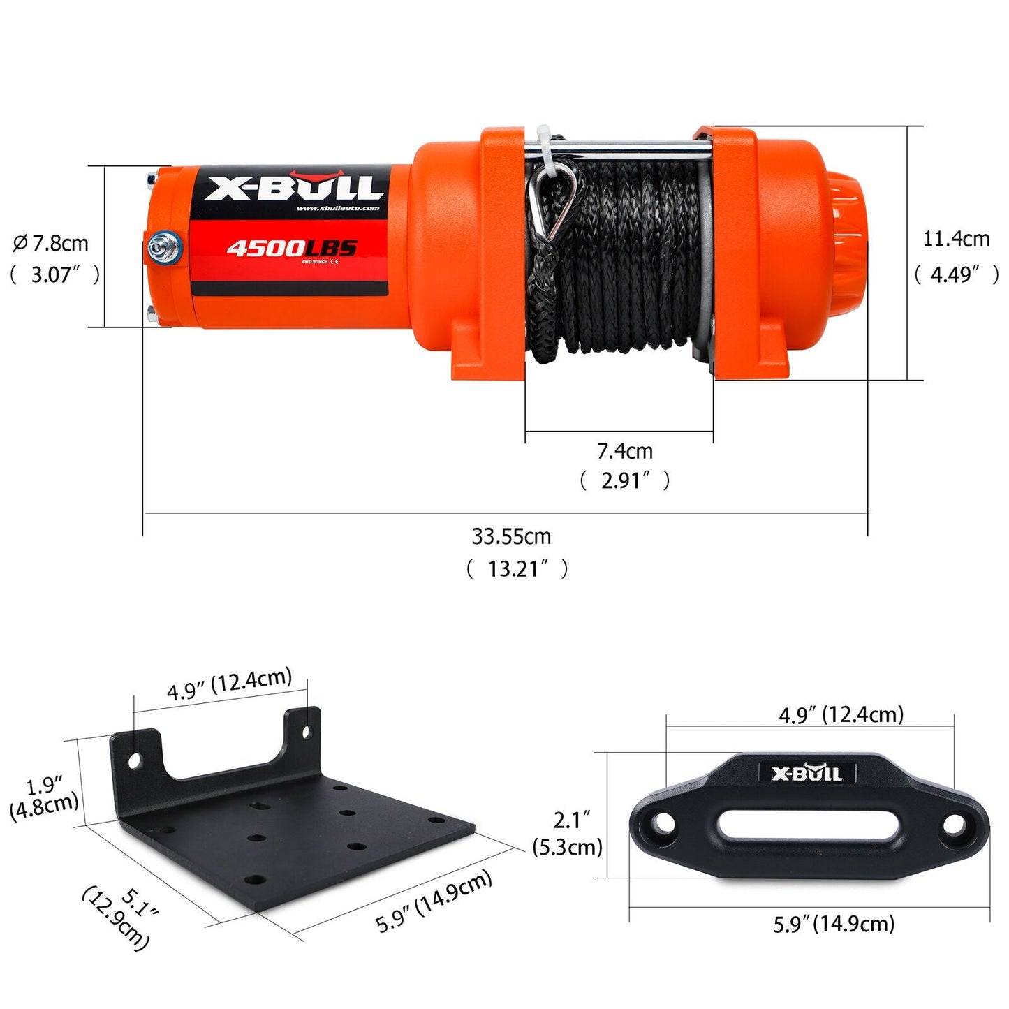 X-BULL Electric Winch 12v Synthetic Rope 4500LBS Wireless Remote ATV UTV 2041KG | Auzzi Store