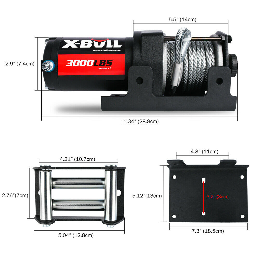 X-BULL Electric Winch 3000lbs/1360kg Wireless 12V Steel Cable ATV 4WD BOAT 4X4 | Auzzi Store