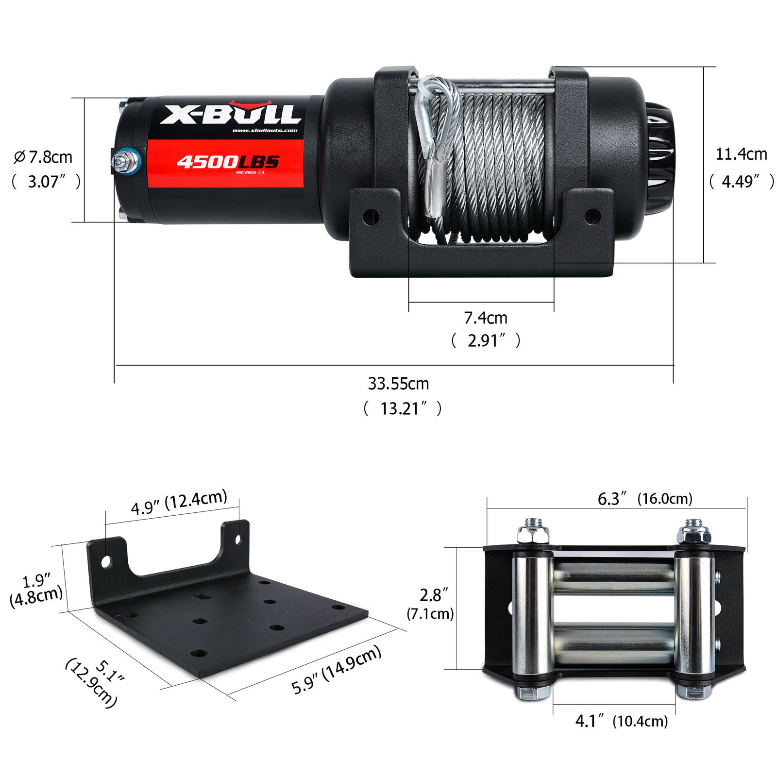 X-BULL Electric Winch 4500LBS/2041KG Steel Cable Wireless Remote Boat ATV 4WD | Auzzi Store