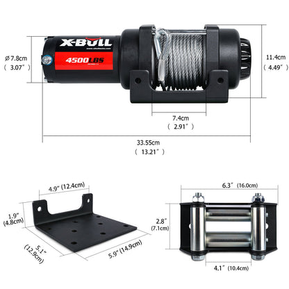 X-BULL Electric Winch 4500LBS/2041KG Steel Cable Wireless Remote Boat ATV 4WD | Auzzi Store