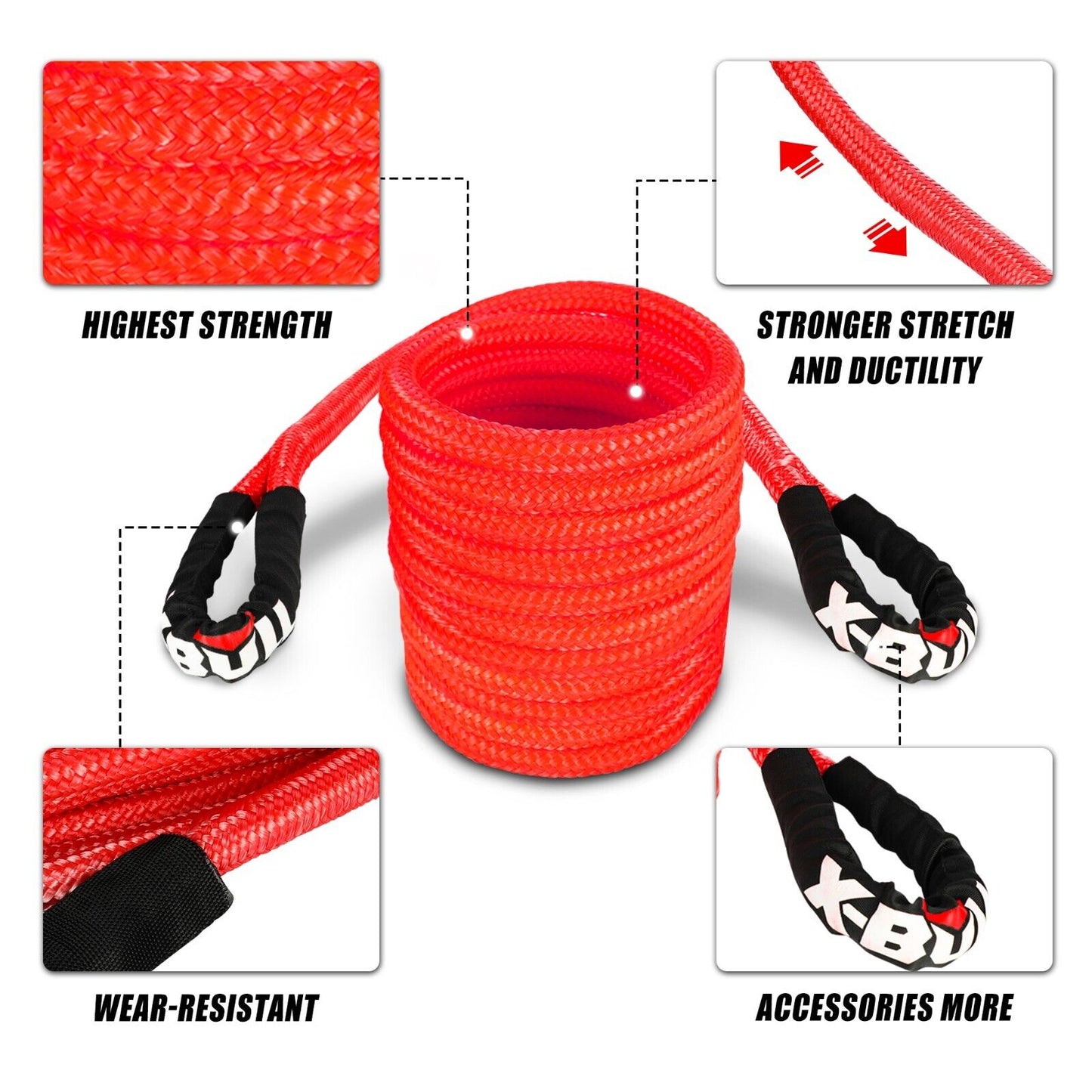 X-BULL Kinetic Rope 25mm x 9m Snatch Strap Recovery Kit Dyneema Tow Winch | Auzzi Store