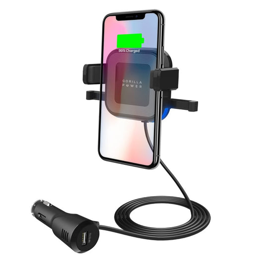 mbeat Gorilla Power 10W Wireless Car Charger with 2.4A USB Charging, Air Vent Clip & Windshield Stand | Auzzi Store